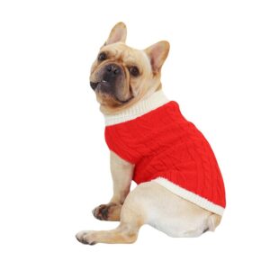 Small dog sweaters with a leash hole, turtleneck dog sweaters, knitwear.